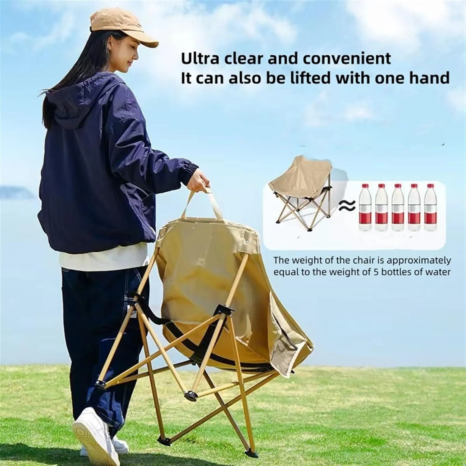 Camping Chairs-Folding Chairs for Outside, Directors Chairs Foldable,Foldable and Reclining Beach Chair,Lawn Chairs for Adults Heavy Duty,Lightweightutdoor Camp Chair for Adults(White)
