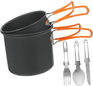 Camping Cooking Utensil Set Metal Cooking Pots for Outdoor Compact Kitchen Utensil Set for Camping