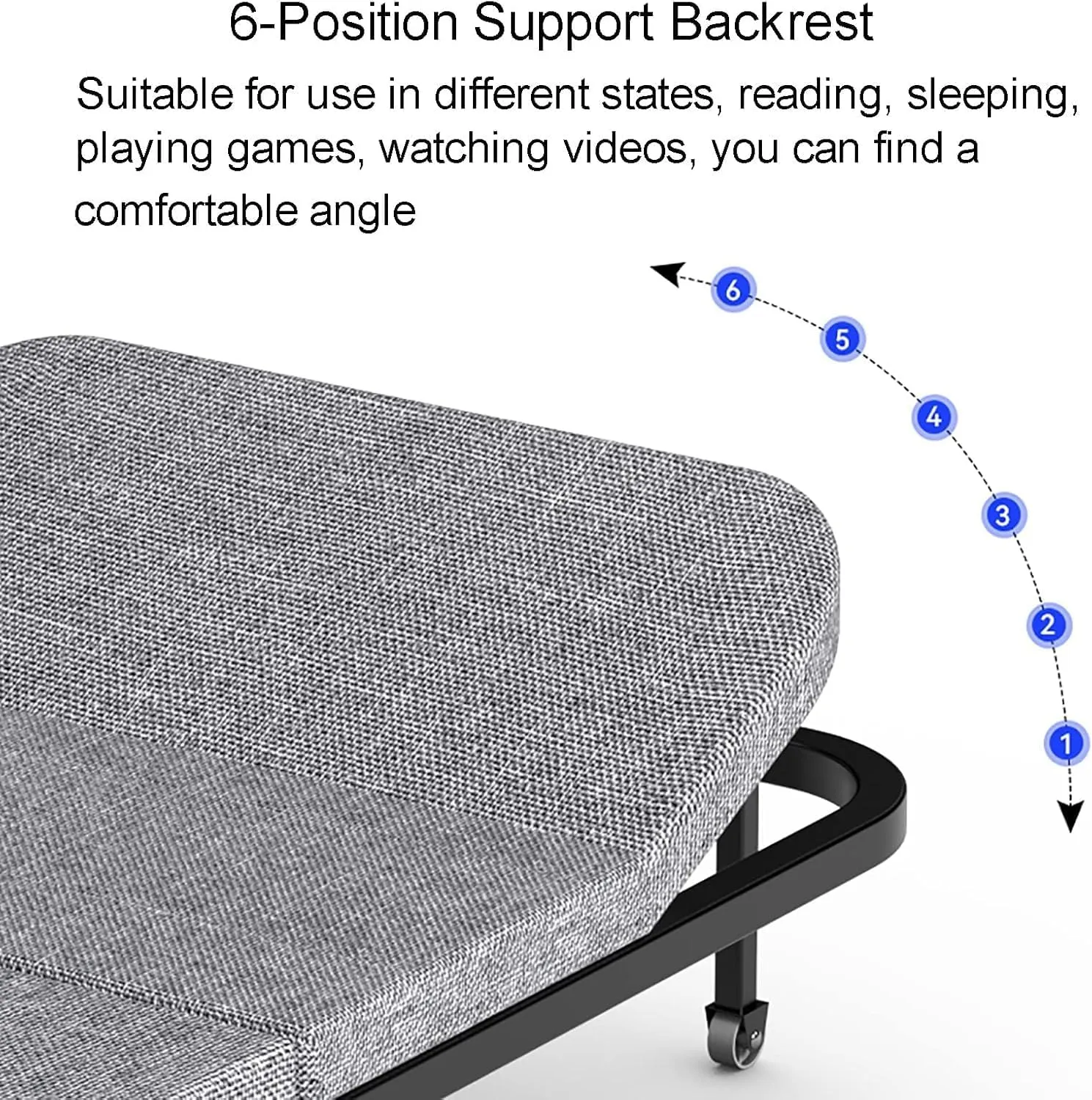 Camping Cot 6-Speed Adjustment Sleeping Cots for Adults with Mattress Folding Camping Bed with Wheel Load 250 Kg Folding Bed
