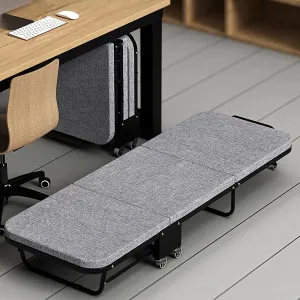 Camping Cot 6-Speed Adjustment Sleeping Cots for Adults with Mattress Folding Camping Bed with Wheel Load 250 Kg Folding Bed