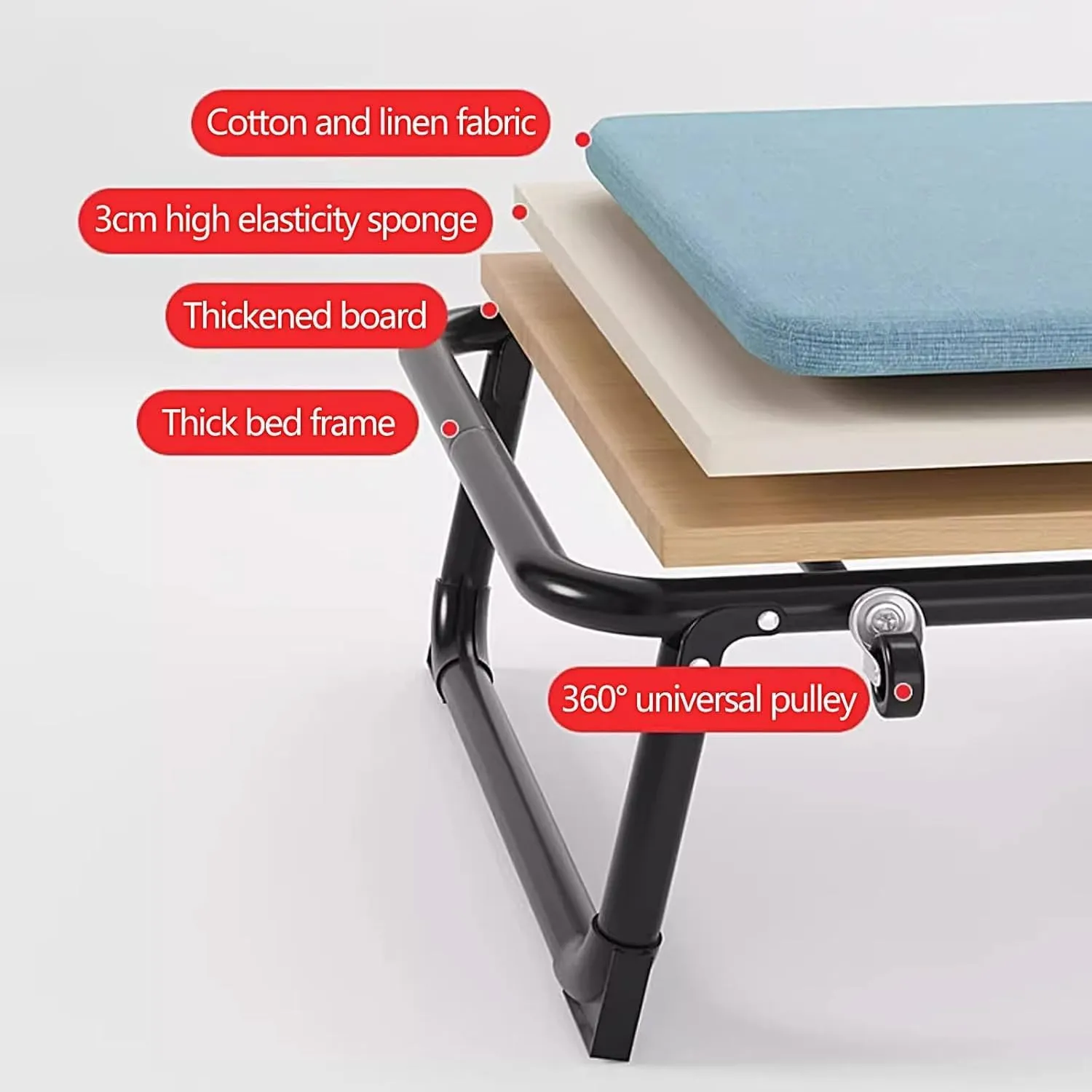 Camping Cot for Adults Thickened Steel Frame Folding Bed 6 Positions Adjustable Reclining Folding Camping Bed Save Space