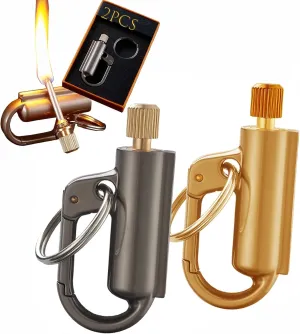 Camping Emergency Fire Starters 2-Pack Permanent Match Metal Keychain Unlimited Lighter for Hiking, Hunting, Backpacking,Outdoor Survival
