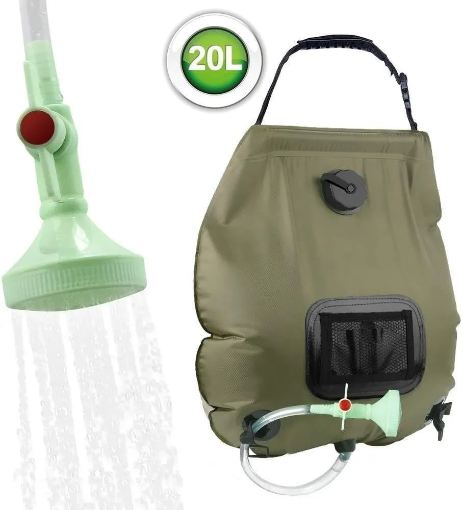 Camping Essentials Camping Shower | 5 Gallon/20 Liter, Portable Camping Shower, Outdoor Folding Shower Water Bag