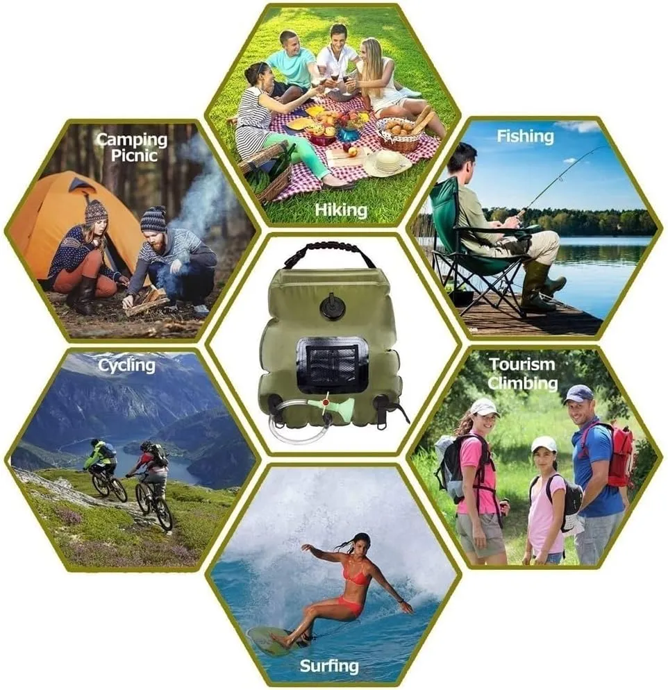 Camping Essentials Camping Shower | 5 Gallon/20 Liter, Portable Camping Shower, Outdoor Folding Shower Water Bag