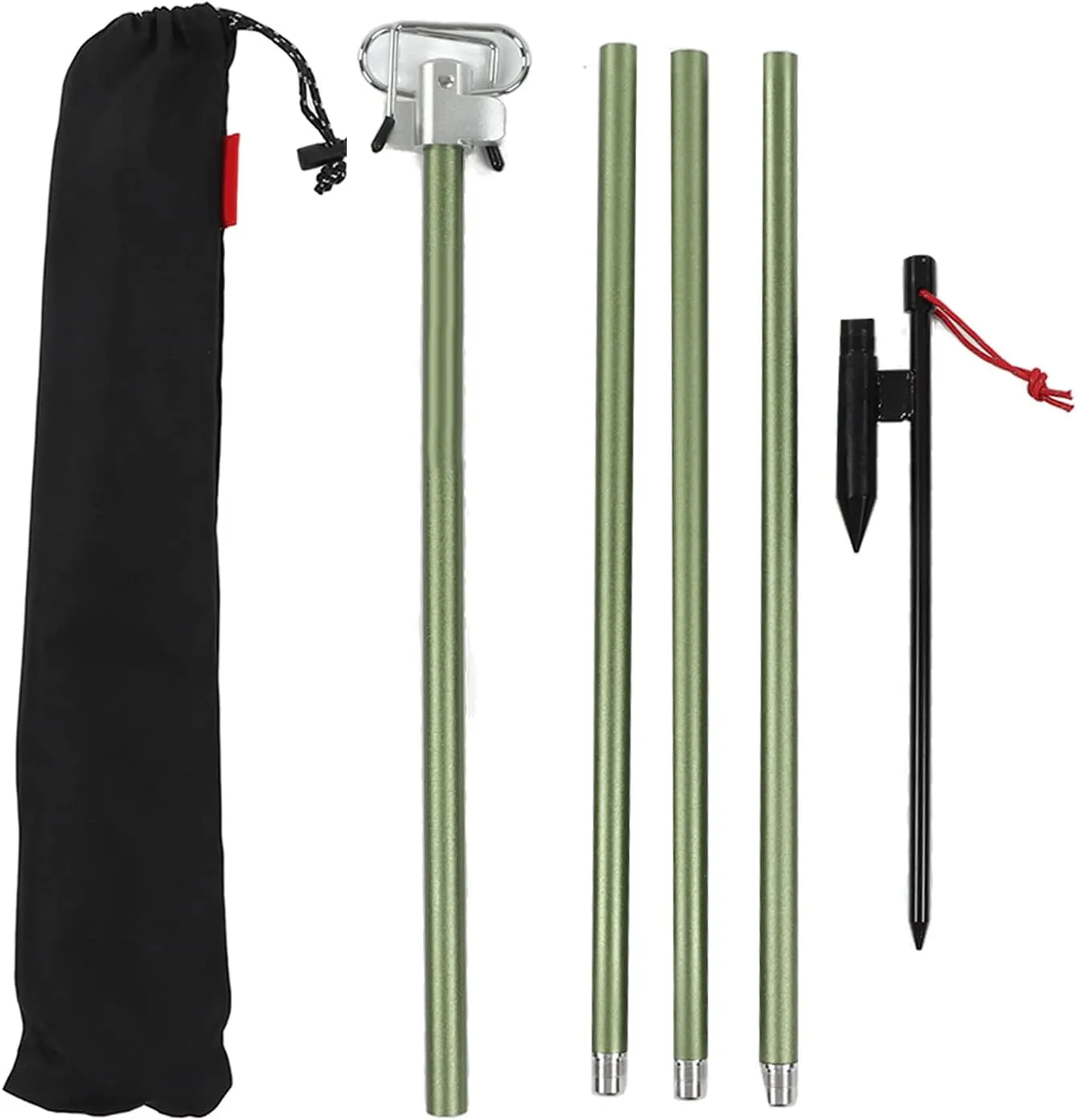 Camping Folding Lamp Pole, Folding Lightweight Lamp Hanger with Storage Bag, Aluminum Alloy Outdoor Lantern Stand for Picnic Fishing (Green)
