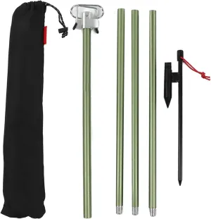 Camping Folding Lamp Pole, Folding Lightweight Lamp Hanger with Storage Bag, Aluminum Alloy Outdoor Lantern Stand for Picnic Fishing (Green)