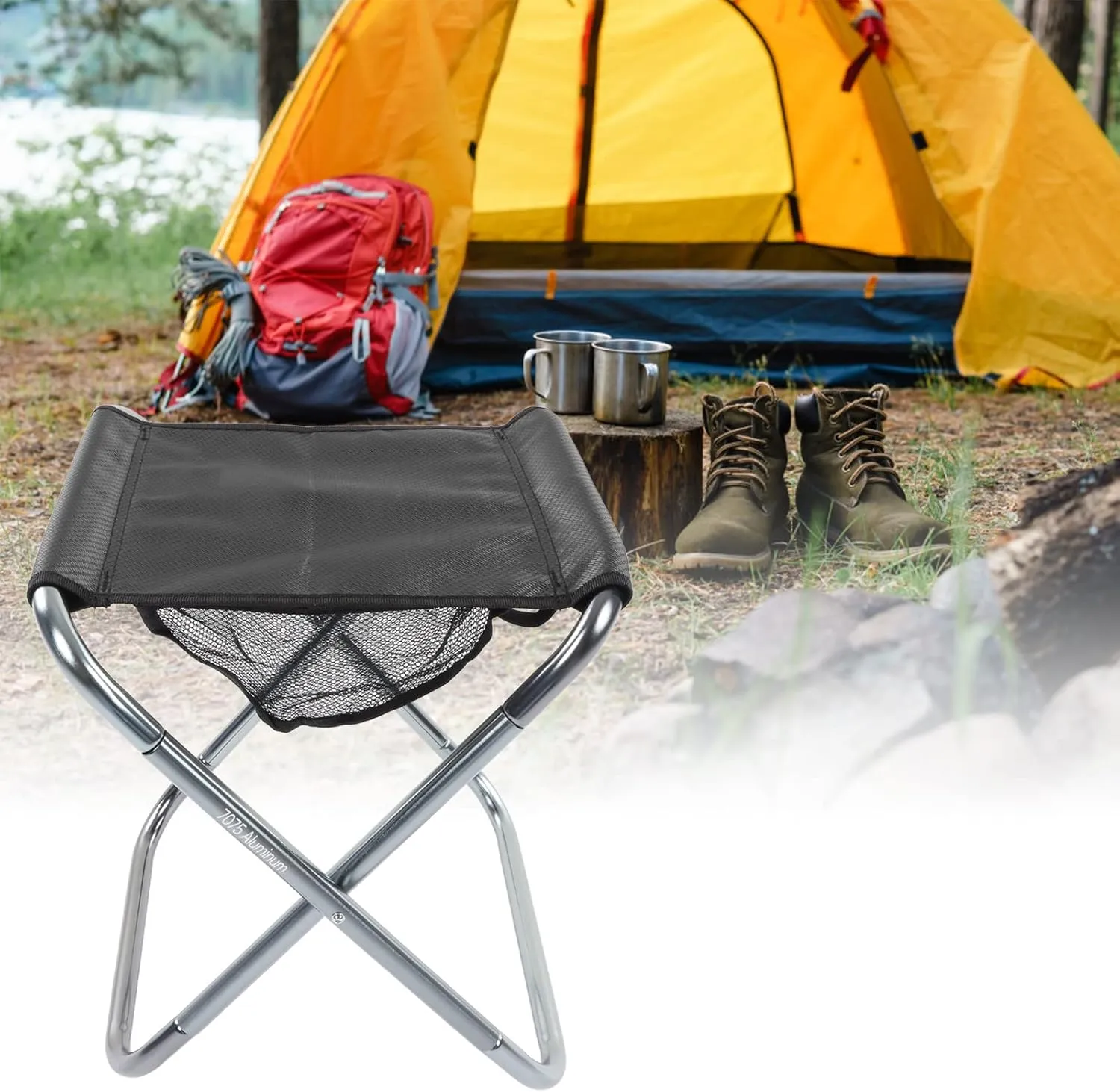 Camping Folding Stool, Outdoor Portable Folding Stool Aluminum Alloy Training Painting Plus Size,Outdoor Chair