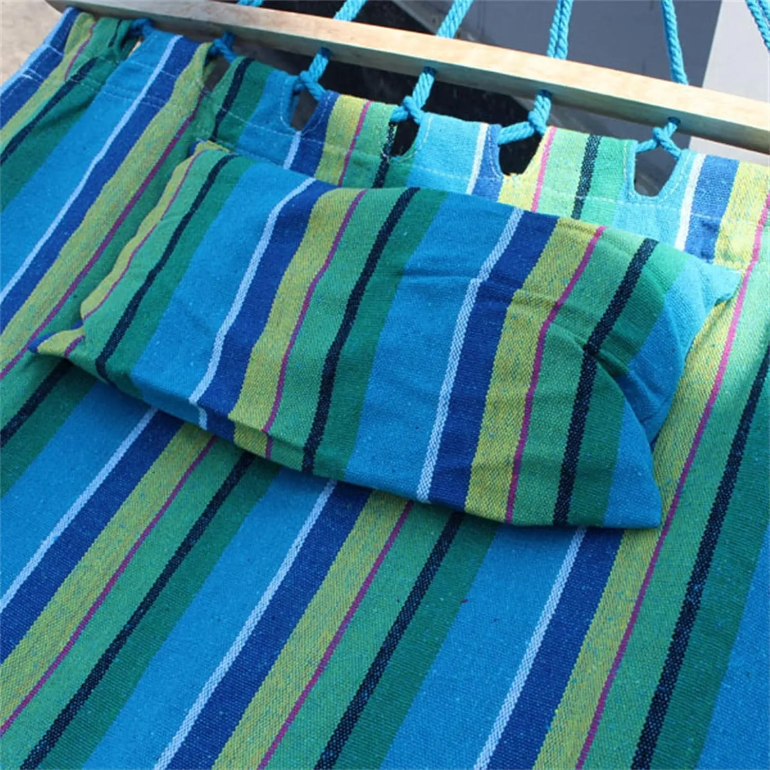 Camping Hammock Camping Hammock Canvas Cotton Hanging Hammock for Outdoor Garden(Blue)