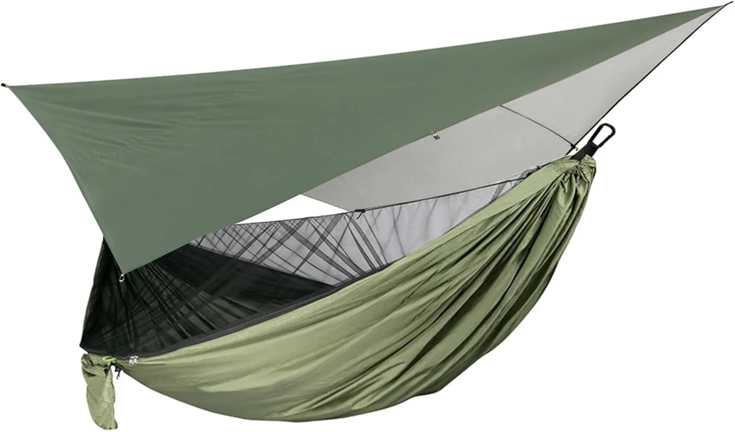 Camping Hammock Portable Nylon Camping Hammock with Waterproof Rain Fly Canopy Tarp for Outdoor Hanging Bed Sleeping, Black