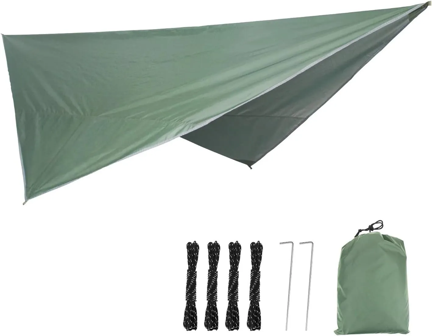 Camping Hammock Portable Nylon Camping Hammock with Waterproof Rain Fly Canopy Tarp for Outdoor Hanging Bed Sleeping, Blue