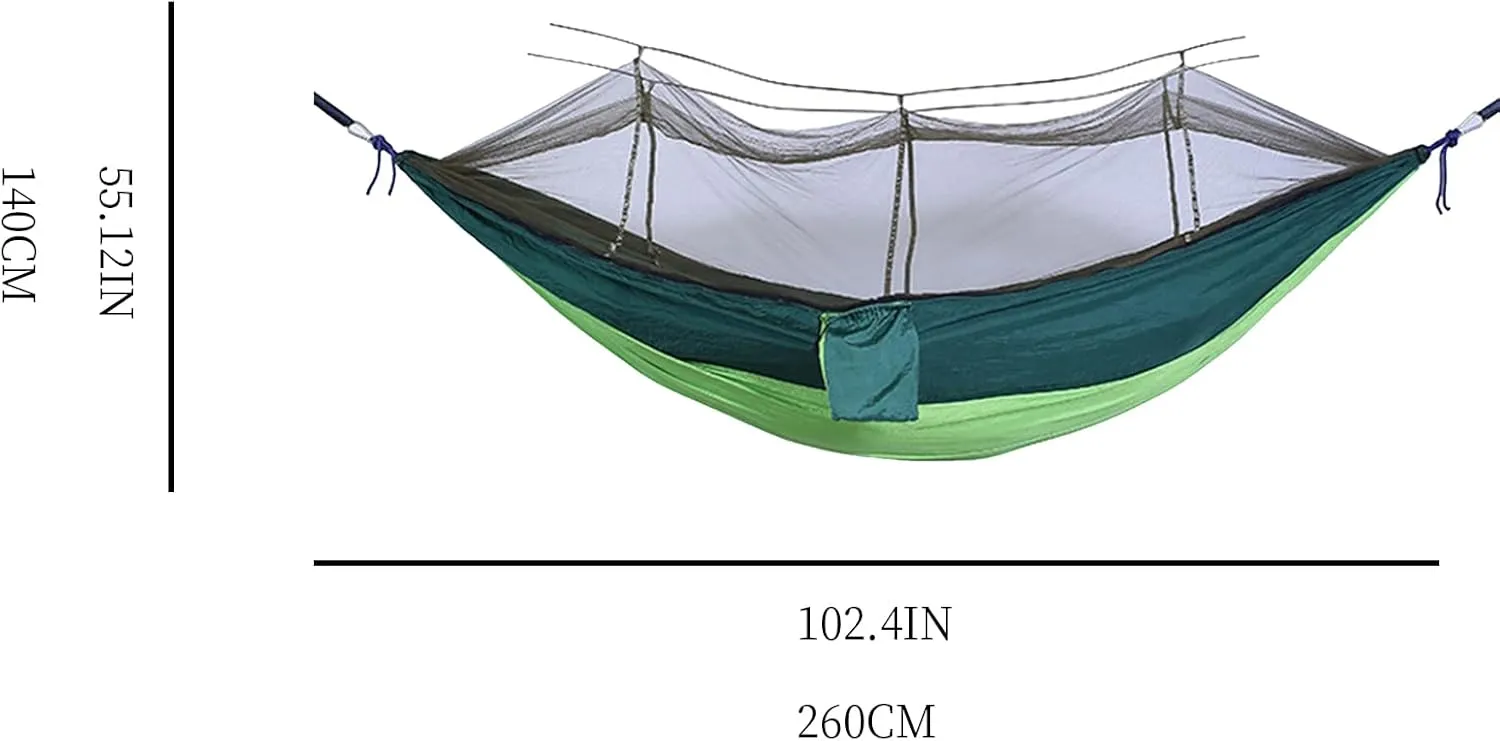 Camping Hammock with Mosquito Net - Ultra Lightweight Durable Double Travel Hammock 210T Parachute Nylon for Outdoor Camping Accessories-Light Army Green