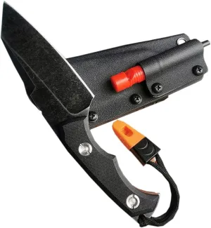 Camping Hunting Knife, With whistle, Fixed Blade Knife, 5CR13 Stainless-Steel knife, Molded Non-Slip G10 Handle, Molded Safety K Sheath