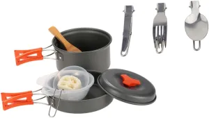 Camping Kitchenware Compact Camping Cookware Set 1-2 Person Picnic Cookware Pot Set Easy to Carry Orange