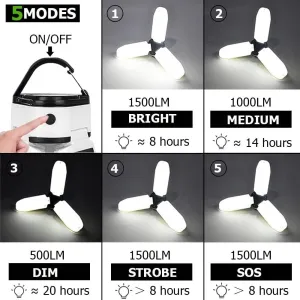 Camping Lantern Portable Light Camping Light Led Rechargeable Workshop Lamp Emergency Camp Equipment Bulb Powerful Solar or USB (Solar or USB Charge)