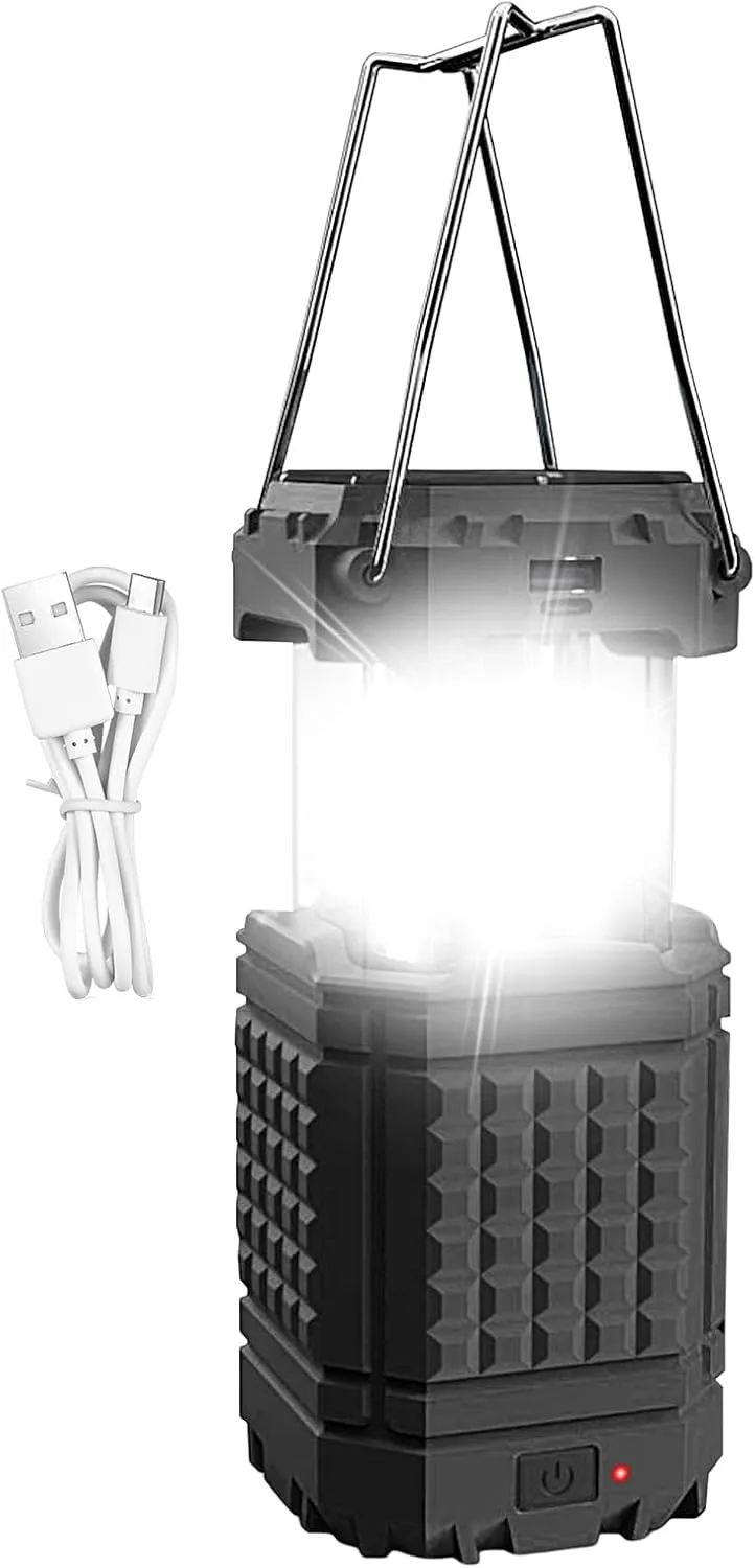 Camping Lantern, Solar Camping Light, Lightweight Solar Light, Camping Lights -Rechargeable 3000Mah Waterproof Portable Lantern for Travel Backpacking Hiking Car Tent Fishing Trips Survival