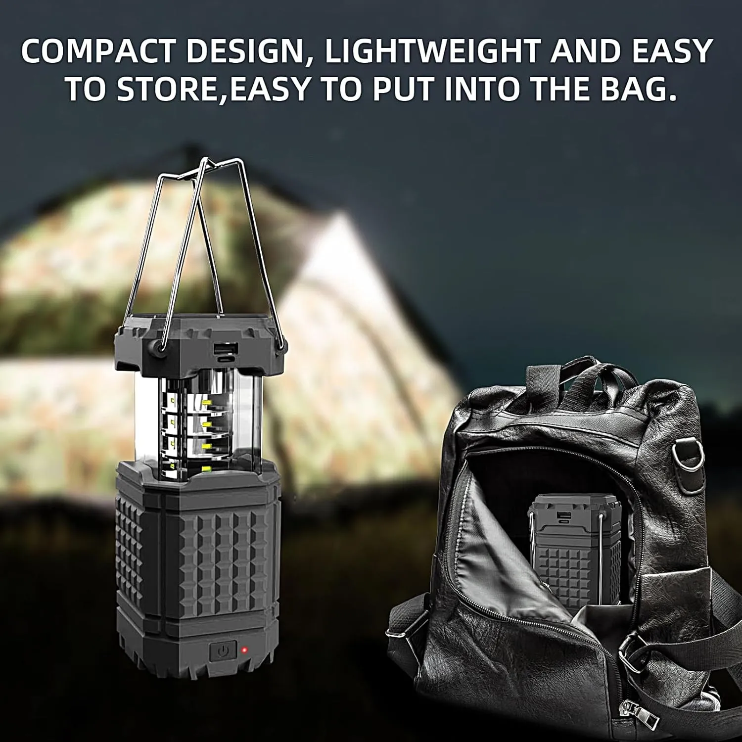 Camping Lantern, Solar Camping Light, Lightweight Solar Light, Camping Lights -Rechargeable 3000Mah Waterproof Portable Lantern for Travel Backpacking Hiking Car Tent Fishing Trips Survival