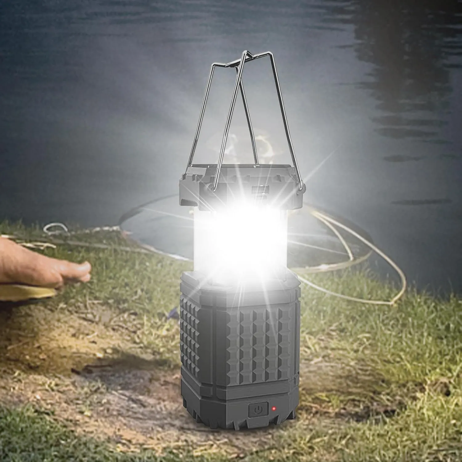 Camping Lantern, Solar Camping Light, Lightweight Solar Light, Camping Lights -Rechargeable 3000Mah Waterproof Portable Lantern for Travel Backpacking Hiking Car Tent Fishing Trips Survival