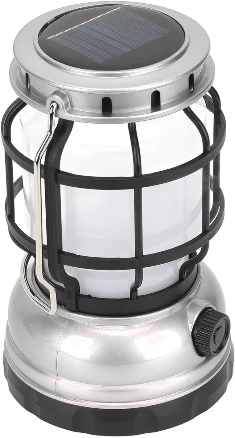 Camping Lantern Solar Charging Tent Light ABS Plastic Portable USB Handheld Tent Light Hanging Camping Lantern for Outdoor Camping Hiking Emergency