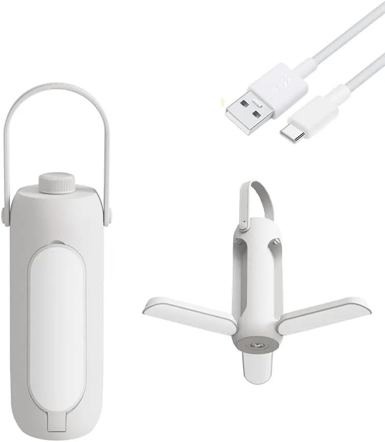 Camping Lantern Three-in-one Outdoor Camping Light USBcharging Camping Tent Hanging Portable Folding Camping Light Three Colors Battery Life About 11-180h IPX54 Camping Lights (White)