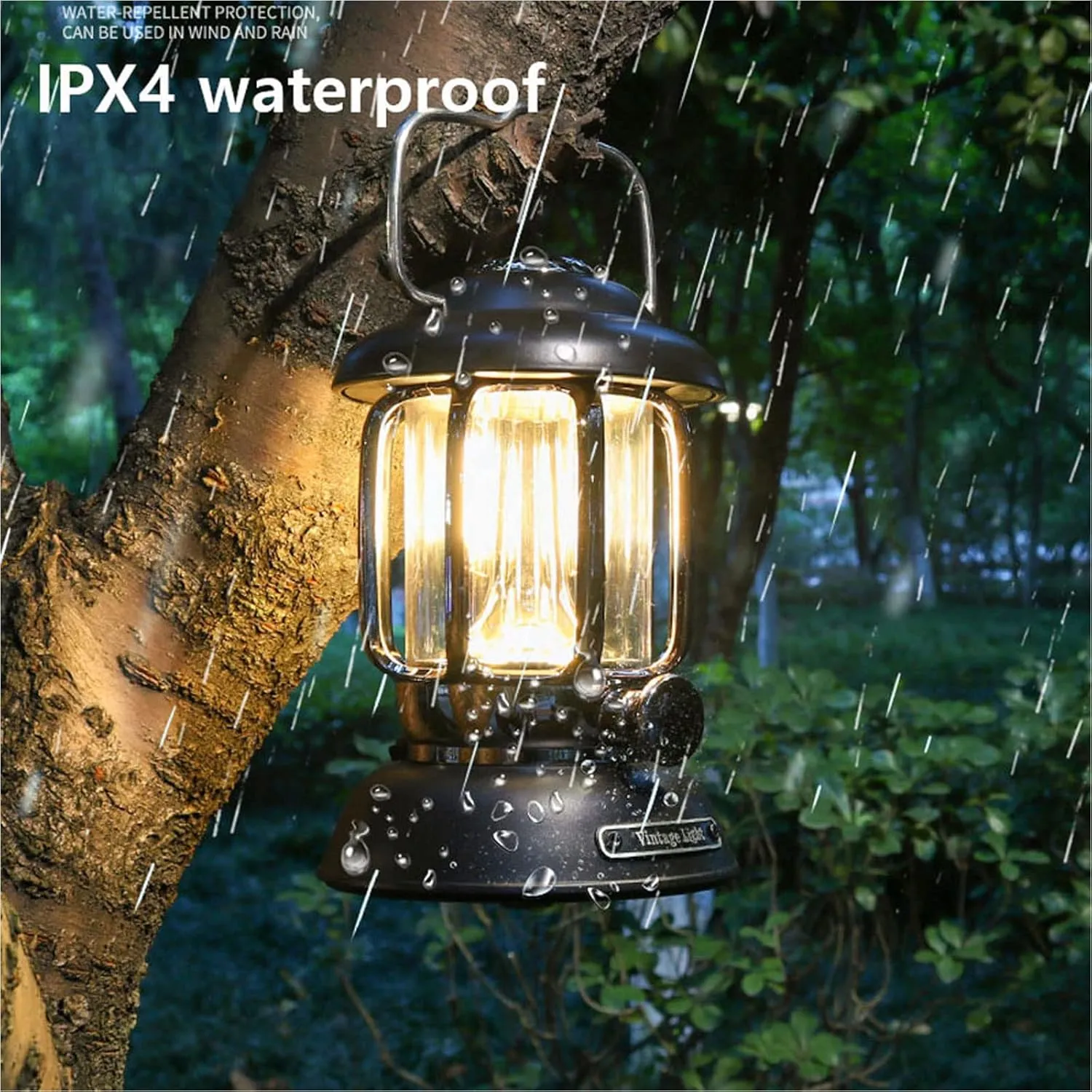 Camping Lantern,LED Camping Lantern, Retro Portable USB Outdoor Hanging Lamp, Light 3 Lighting Modes Dimmable Emergency Light for Hiking Climbing Yard(Black)