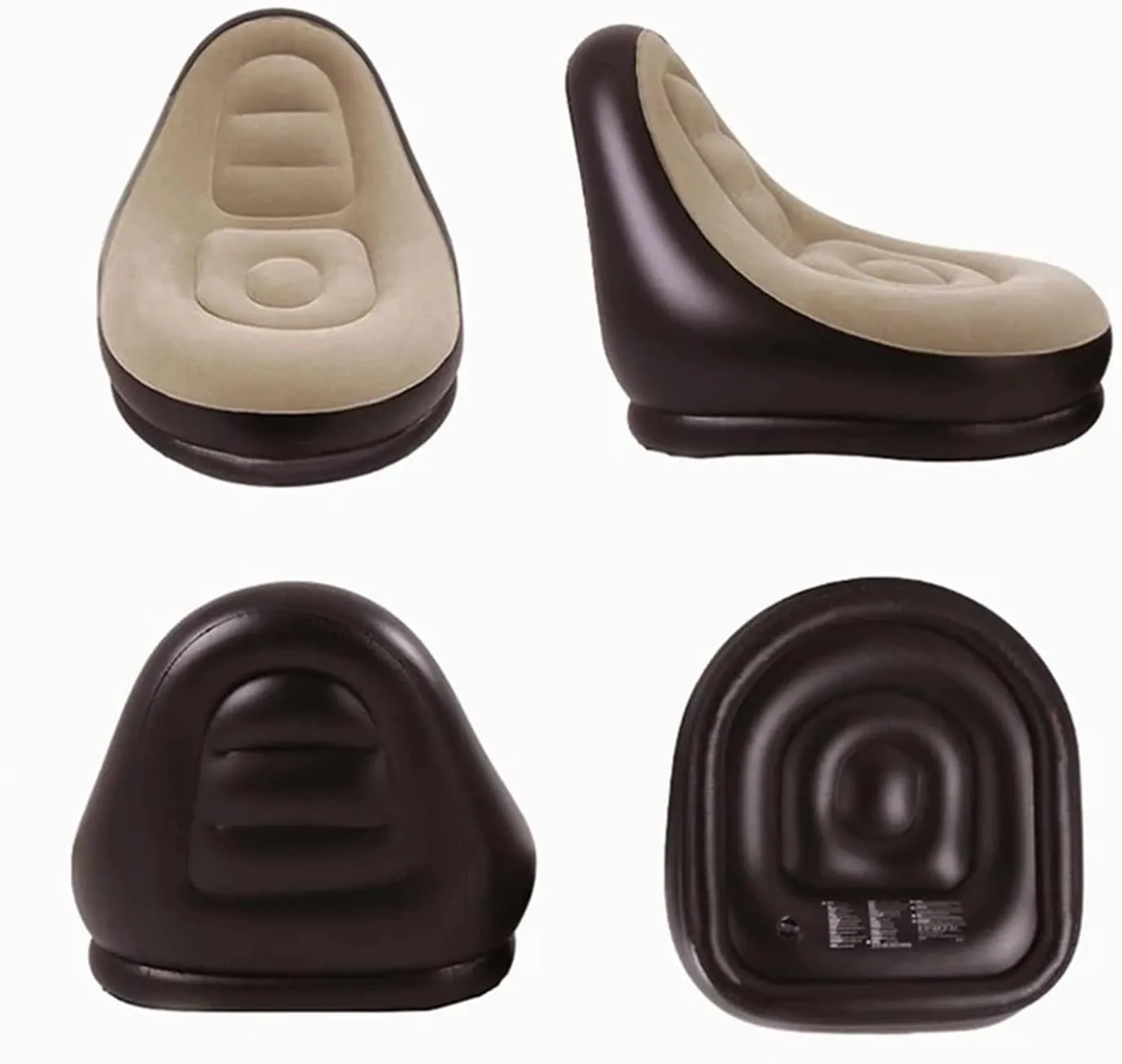 Camping Outfit Inflatable Lazy Sofa with Pedal Folding Recliner Outdoor and Indoor Bed Flocking Chair Beach Camping Garden Fashionable (Color : Brown Stool)