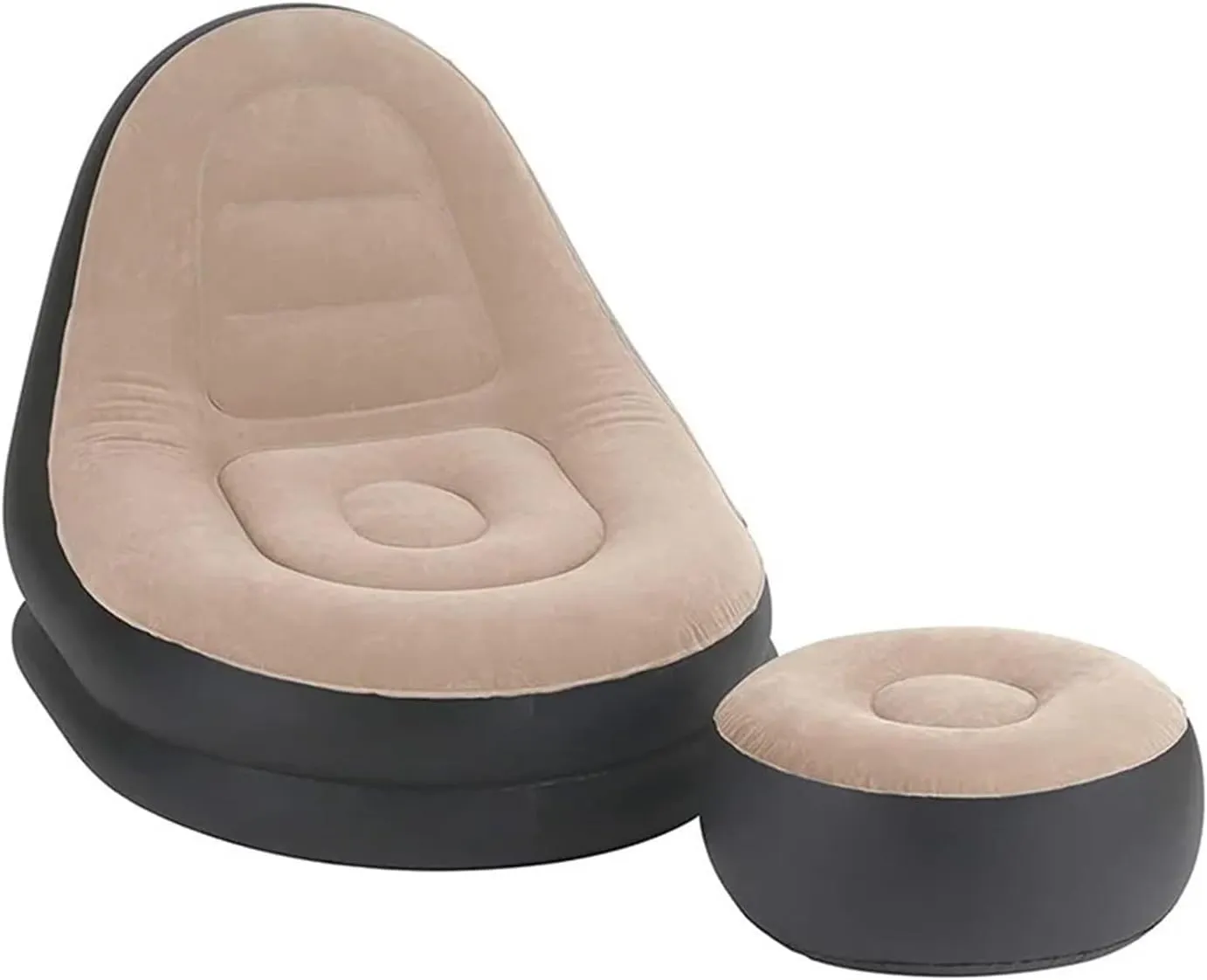Camping Outfit Inflatable Lazy Sofa with Pedal Folding Recliner Outdoor and Indoor Bed Flocking Chair Beach Camping Garden Fashionable (Color : Brown Stool)