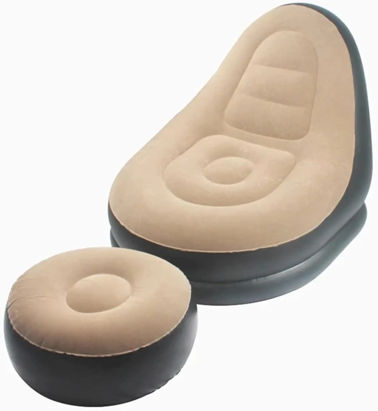 Camping Outfit Inflatable Lazy Sofa with Pedal Folding Recliner Outdoor and Indoor Bed Flocking Chair Beach Camping Garden Fashionable (Color : Brown Stool)