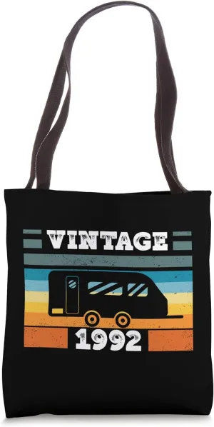 Camping RV-Camper Vintage born 1992 Birthday Trailer-Caravan Tote Bag