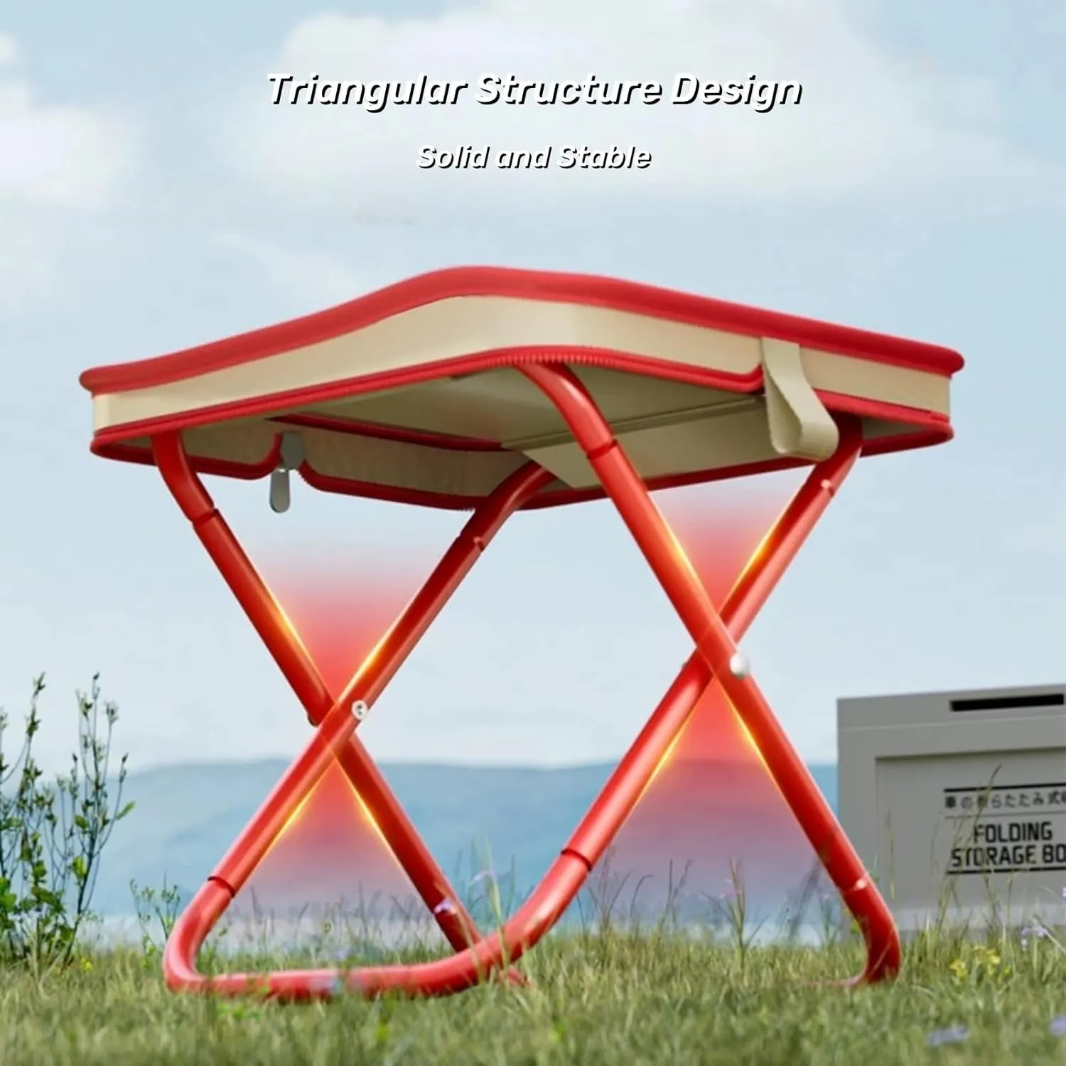 Camping Stool Collapsible Stool with Storage Bag Portable Chairs for Adults Lightweight Camping Foot Rest Loads Up to 330lb for Travel Fishing Picnic (2, Red)