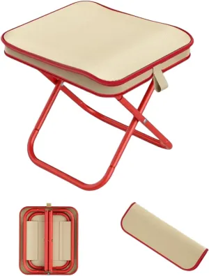 Camping Stool Collapsible Stool with Storage Bag Portable Chairs for Adults Lightweight Camping Foot Rest Loads Up to 330lb for Travel Fishing Picnic (2, Red)