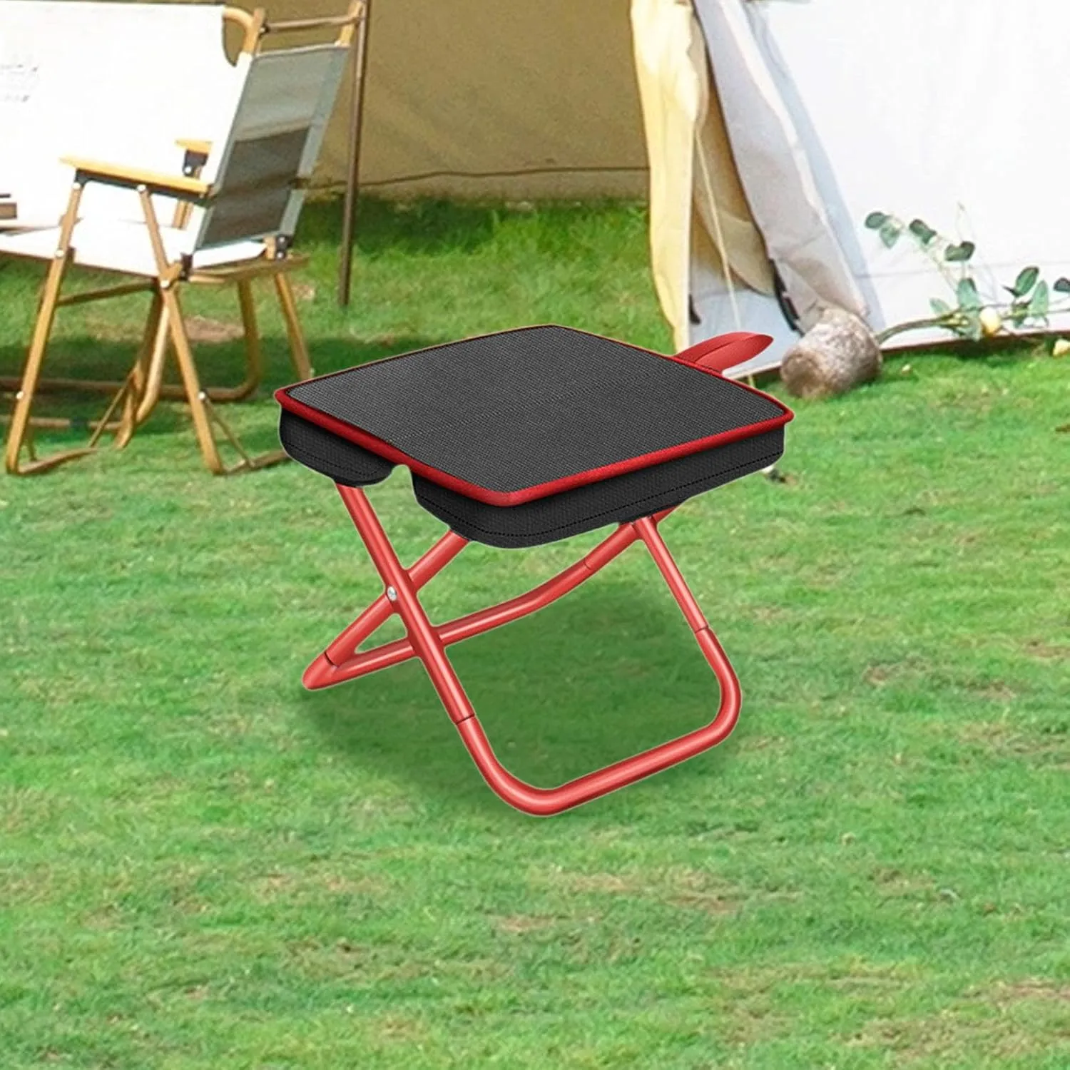 Camping Stool Fishing Stool Folding Compact Chair Backpacking Stool Picnic Chair Foot Stool for Barbecue Travel Beach Garden