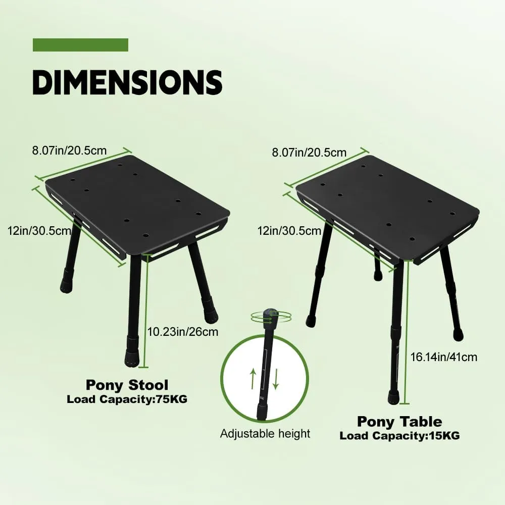 Camping Stool Lightweight Pony Stool Small Chair Hiking Stool with Carry Bag Portable Camp Stool for Camping Fishing Hiking Gardening and Beach, Camping Seat (Black)
