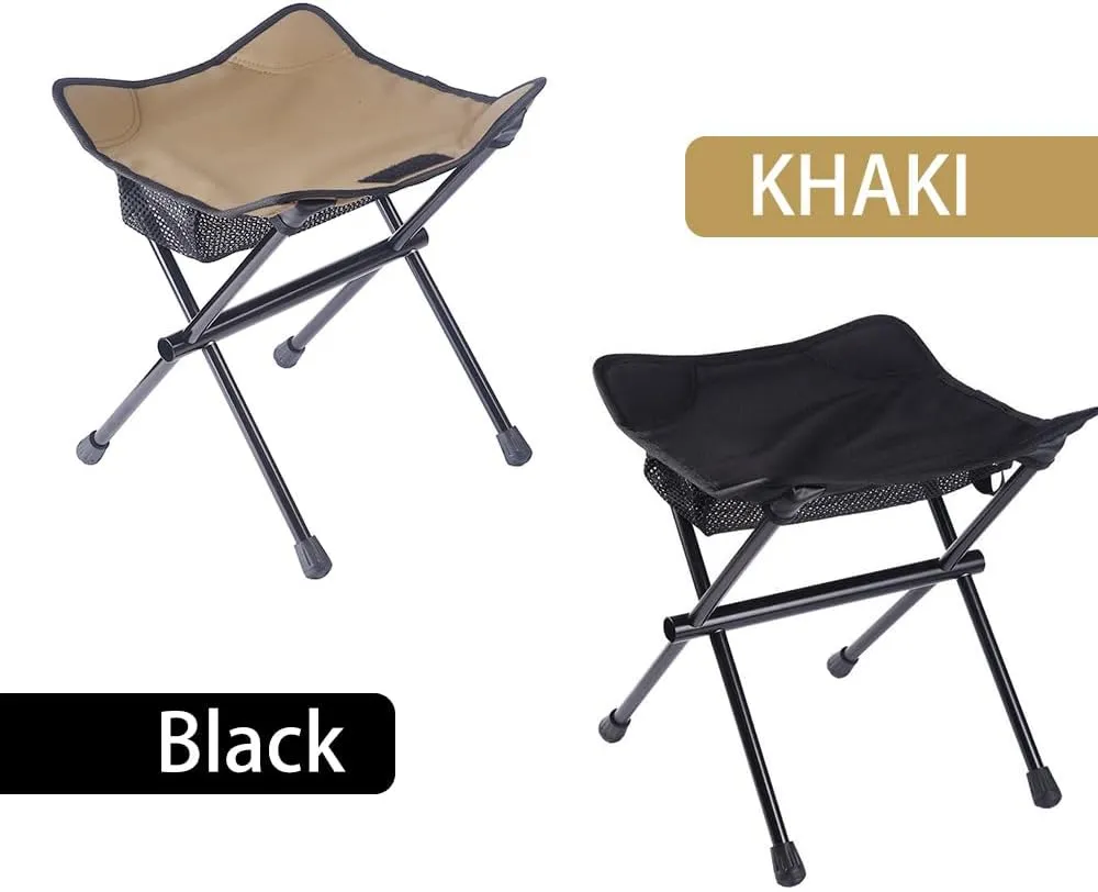Camping Stool Lightweight Small Folding Chair 13 Inch Portable Folding Stool for Outdoor Walking Hiking Fishing 400 LBS (Stool-Black)