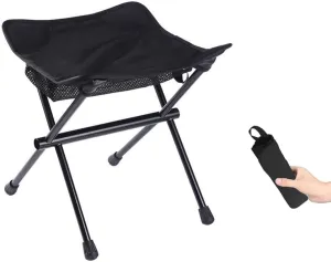 Camping Stool Lightweight Small Folding Chair 13 Inch Portable Folding Stool for Outdoor Walking Hiking Fishing 400 LBS (Stool-Black)