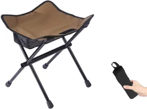 Camping Stool Lightweight Small Folding Chair 13 Inch Portable Folding Stool for Outdoor Walking Hiking Fishing 400 LBS (Stool-Khaki)