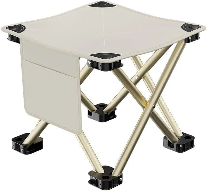 Camping Stool Portable Folding Compact Lightweight Stool Seat for Camping Fishing Hiking Gardening Outdoor Walking Backpacking Travelling (Beige-S)