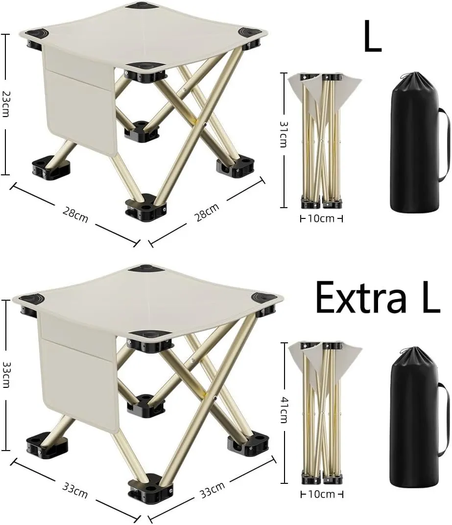 Camping Stool Portable Folding Compact Lightweight Stool Seat for Camping Fishing Hiking Gardening Outdoor Walking Backpacking Travelling (Beige-S)