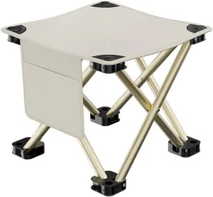 Camping Stool Portable Folding Compact Lightweight Stool Seat for Camping Fishing Hiking Gardening Outdoor Walking Backpacking Travelling (Beige-S)