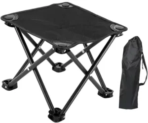 Camping Stool with Carry Bag Fishing Seat Ottoman Footrest Portable Foot Rest Stool for Beach Patio Backpacking Traveling, Black
