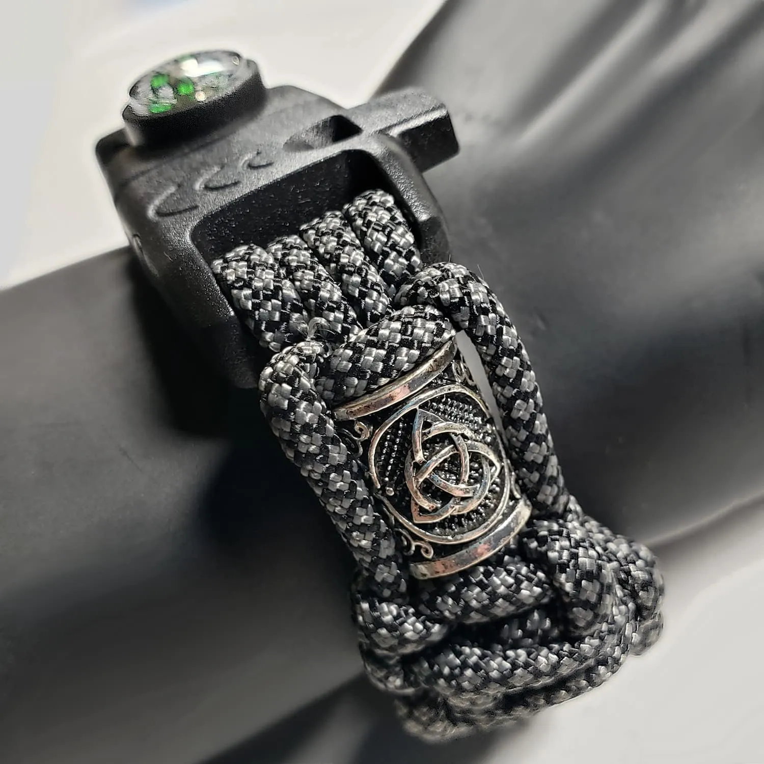 Camping Survival Kit | All-in-One Survival Bracelet - Emergency Whistle, Compass, Fire Starter, and Flint Scraper, Adjustable Paracord Bracelet with Silver Viking Beads - USA Made