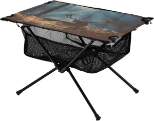Camping Table Lightweight Portable Folding Table with Mesh Storage Net Animal Deer Light Shadow Ideal for Camping Hiking Beach Picnic Travel Backyard