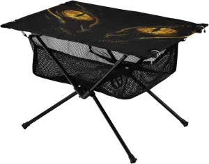Camping Table Lightweight Portable Folding Table with Mesh Storage Net Cat Eyes Animal Ideal for Camping Hiking Beach Picnic Travel Backyard