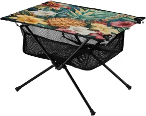 Camping Table Lightweight Portable Folding Table with Mesh Storage Net Flower Pineapple Lily Ideal for Camping Hiking Beach Picnic Travel Backyard