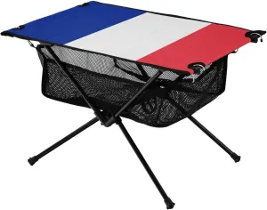 Camping Table Lightweight Portable Folding Table with Mesh Storage Net French Flag Ideal for Camping Hiking Beach Picnic Travel Backyard