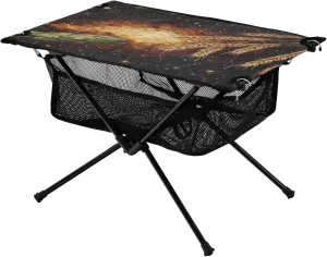 Camping Table Lightweight Portable Folding Table with Mesh Storage Net Galaxy Starry Sky Rice Ideal for Camping Hiking Beach Picnic Travel Backyard