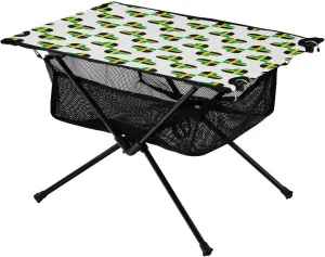 Camping Table Lightweight Portable Folding Table with Mesh Storage Net Seamless Jamaica Flag Hearts Ideal for Camping Hiking Beach Picnic Travel Backyard