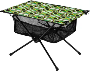 Camping Table Lightweight Portable Folding Table with Mesh Storage Net Seamless Pattern Jamaica Flag Ideal for Camping Hiking Beach Picnic Travel Backyard