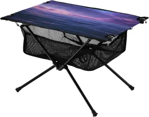 Camping Table Lightweight Portable Folding Table with Mesh Storage Net Starry Sky Galaxy Sea Ideal for Camping Hiking Beach Picnic Travel Backyard