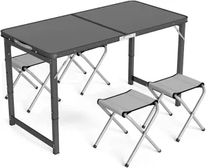 Camping Tables Folding Table,Aluminum Portable Picnic Table,Height Adjustable Lightweight Collapsible Camp Tables for Outdoor Indoor