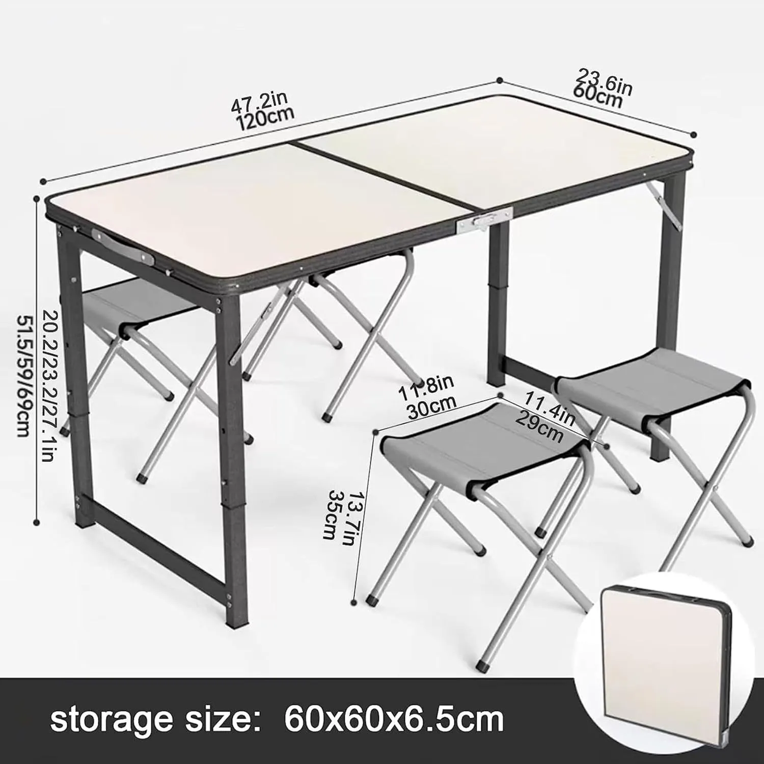 Camping Tables Folding Table,Aluminum Portable Picnic Table,Height Adjustable Lightweight Collapsible Camp Tables for Outdoor Indoor